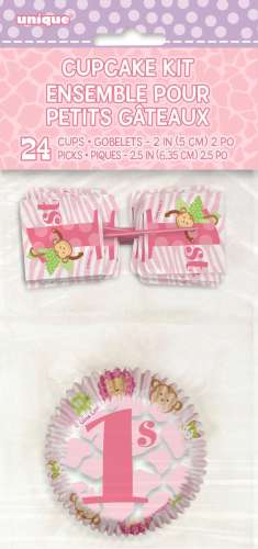Pink Safari 1st Birthday Cupcake Combo